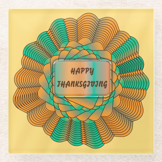 Thanksgivng Modern Unique Gold Herbstfarben Glasuntersetzer (Vorderseite)