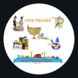 THANKSGIVUKKAH GIBT DANKEN FÜR HANUKKAH RUNDER AUFKLEBER<br><div class="desc">DIESE EINZIGARTIGEN AMERIKANISCHEN JÜDISCHEN THANKSGIVUKKAH "GIVE DANKS" PRÄSENTE WERDEN FAMILIEN UND FREUNDE LIEBEN. SIE KÖNNEN FÜR JEDEN,  SOGAR DEN HUND,  SHIRTS KAUFEN,  DIE IHNEN PASSEN. TRAGEN SIE AUCH EINEN PASSENDEN HAT. WAS FÜR EIN GROSSES HOSTESS GEHT!</div>