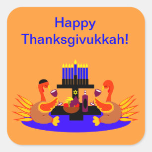 Thanksgivukkah Stickers Wein Toasting Truthähne