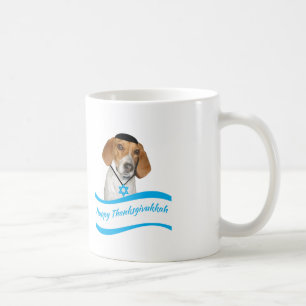 Thanksgivukkah Tassen-lustiger Jagdhund-Hund mit Kaffeetasse