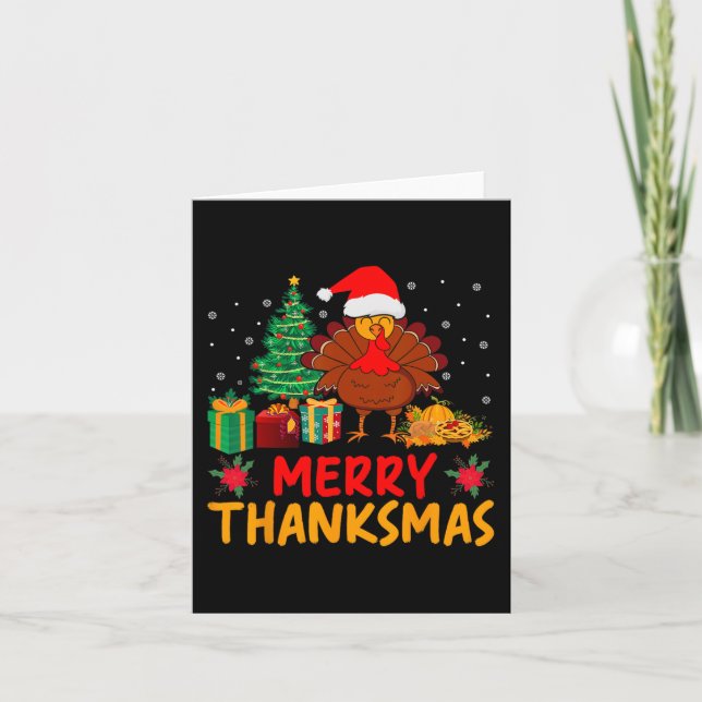 Thanksmas Weihnachts-Erntedank Türkei Santa Karte (Vorderseite)