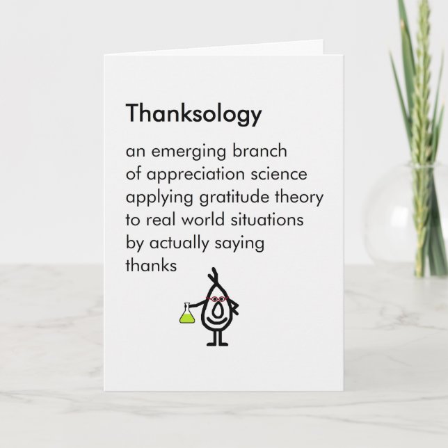 Thanksology - ein lustiges danken Ihnen Gedicht Dankeskarte (Vorderseite)