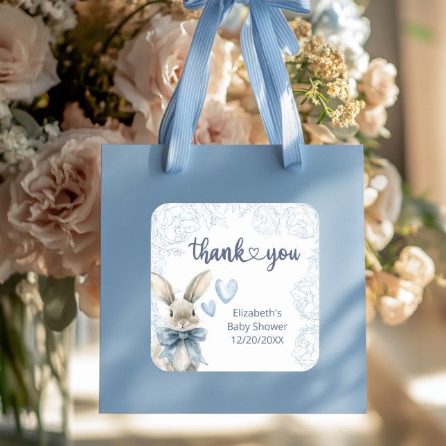 Thankyou Bunny Baby Dusche Quadratischer Aufkleber (Von Creator hochgeladen)