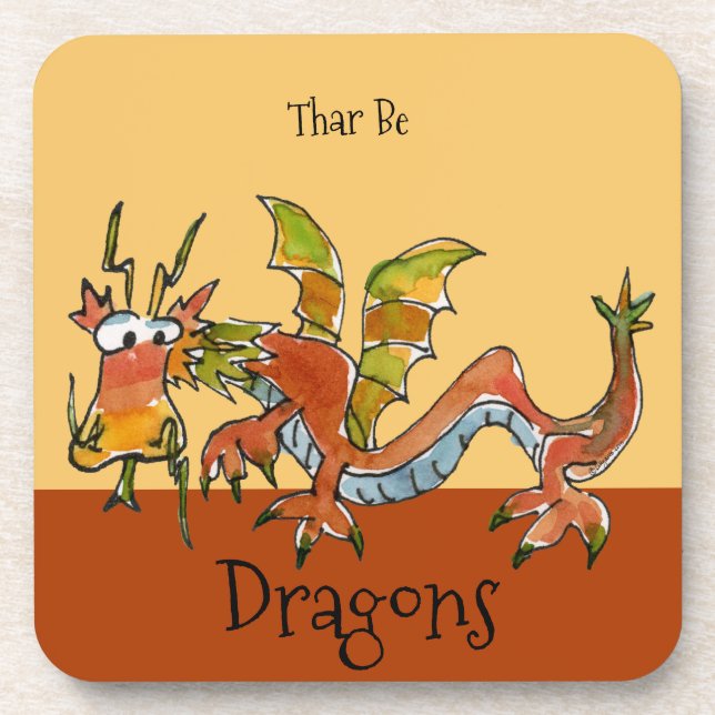Thar Be Dragons Getränkeuntersetzer (Vorderseite)