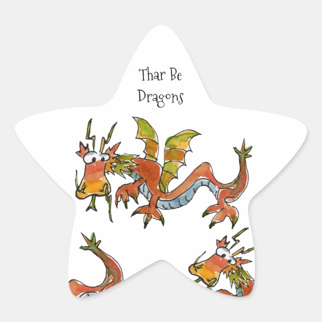 Thar Be Dragons Stern-Aufkleber (Vorderseite)