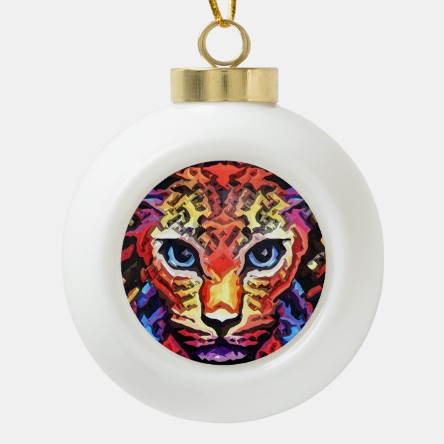 That Colorful Leopard Look  Keramik Kugel-Ornament (Vorderseite)