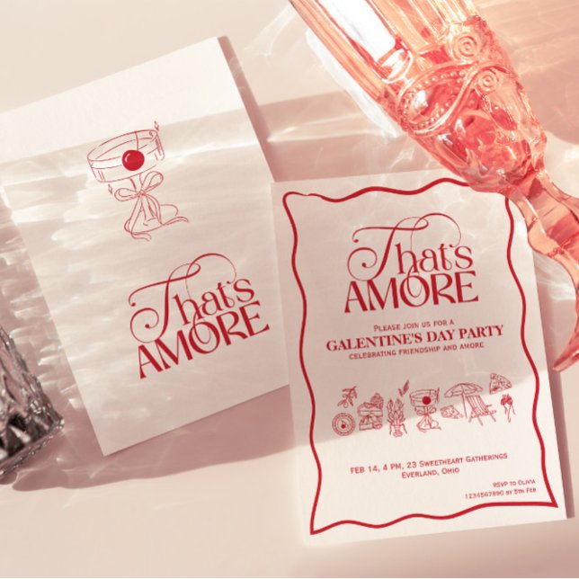 “That’s Amore” GALENTINES Red Party Invitation (Créateur téléchargé)