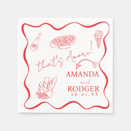 That’s Amore Italian Doodles Wedding  Napkin Serviette