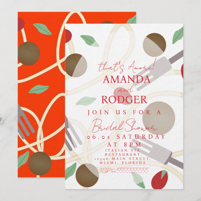 That’s Amore Italian Pasta Wedding Einladung (Vorne/Hinten)