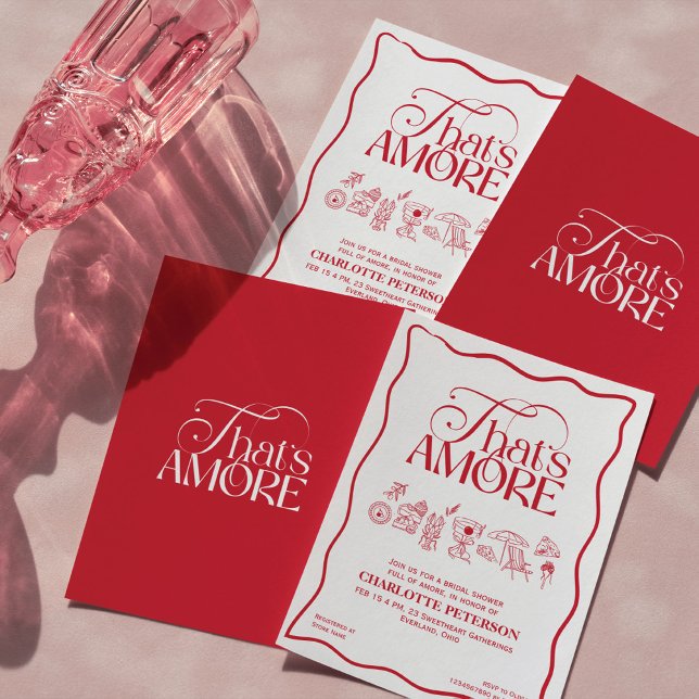 That’s Amore Red hand drawn Bridal Shower invite Einladung (Von Creator hochgeladen)