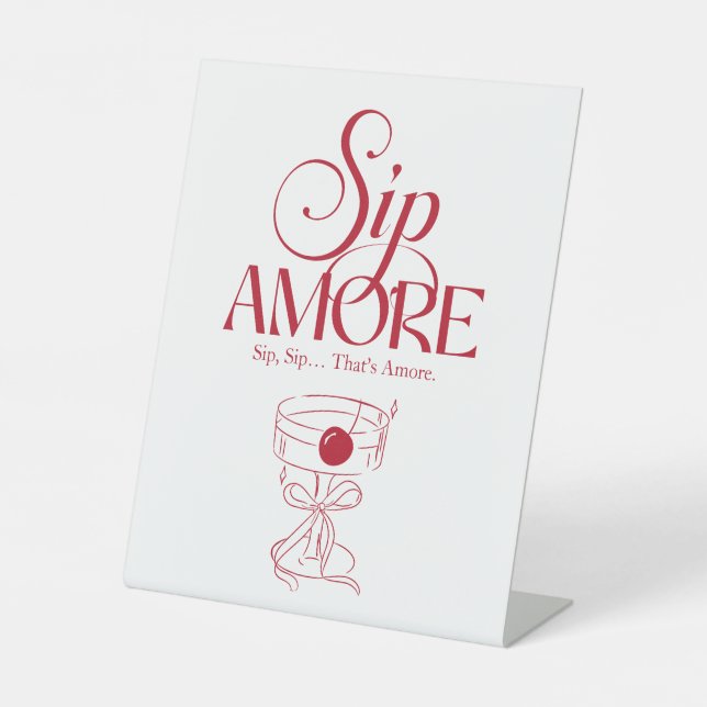 That’s Amore Red hand drawn Bridal Shower Sockelschild (Vorderseite)