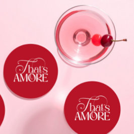 That’s Amore Red script Bridal Shower Runder Pappuntersetzer