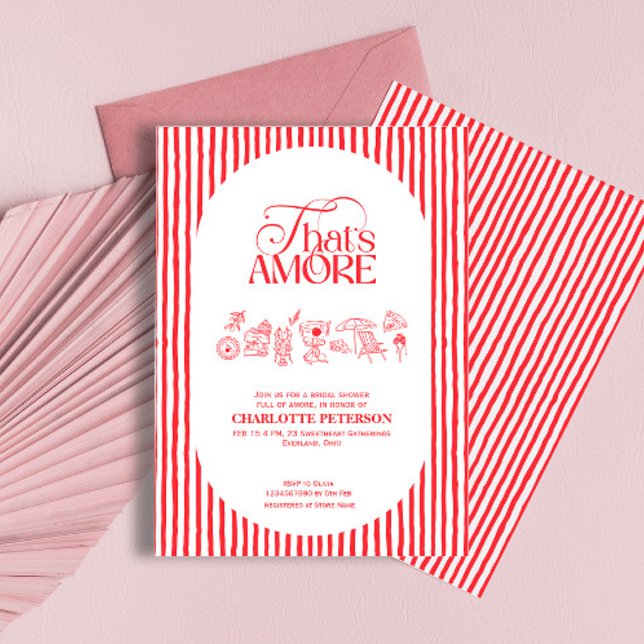 That’s Amore Red stripes Bridal Shower invite Einladung (Von Creator hochgeladen)