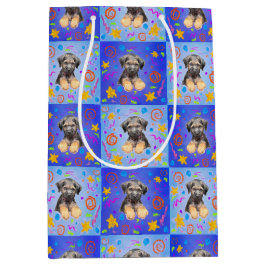 Thatch Border Terrier Patchwork-Muster Mittlere Geschenktüte
