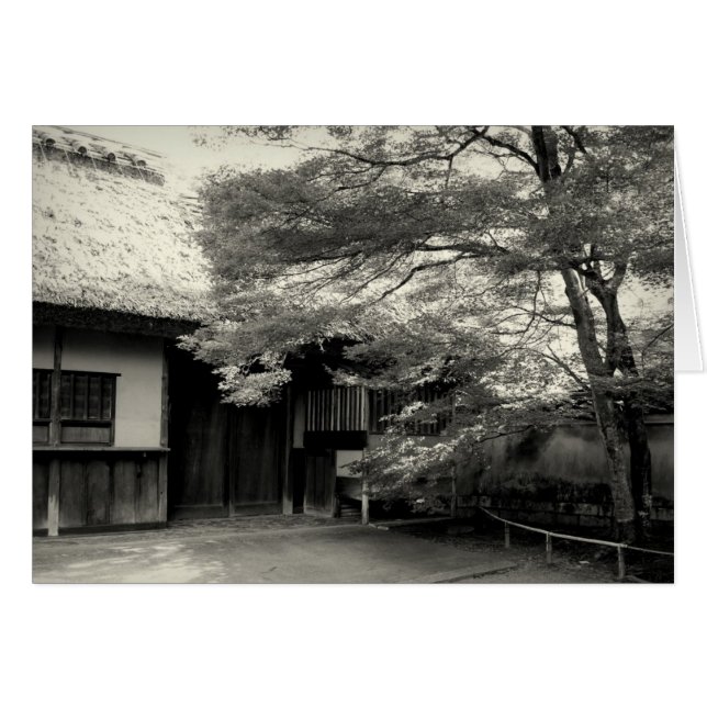 Thatch Roofed Japanese House Greeting Card (Vorderseite (Horizontal))