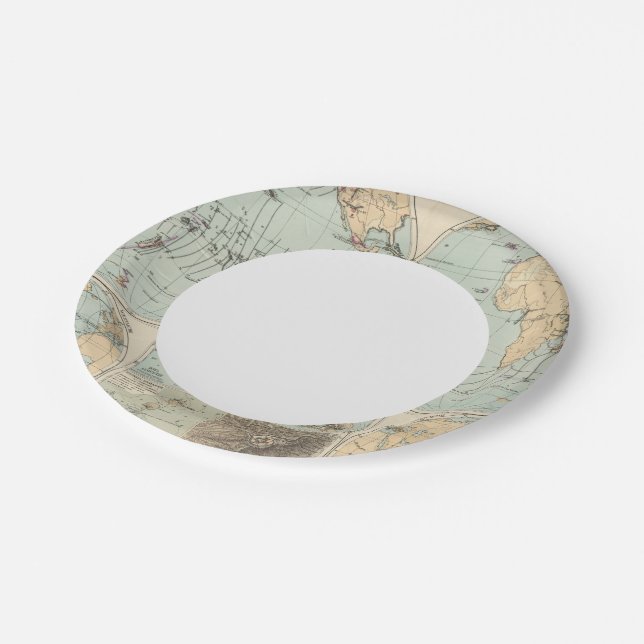 Thatigkeit des Erdinnern Atlas Karte Pappteller (Schrägansicht)