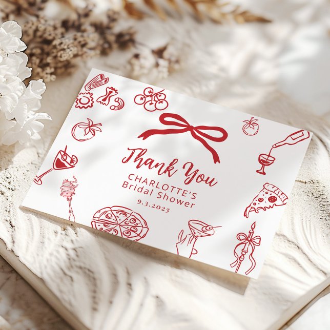 That's Amore Hand Drawn Italian Bridal Shower Dankeskarte (Von Creator hochgeladen)