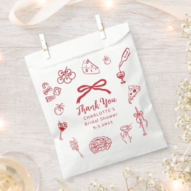 That's Amore Hand Drawn Italian Bridal Shower Geschenktütchen (Ausgeschnitten)