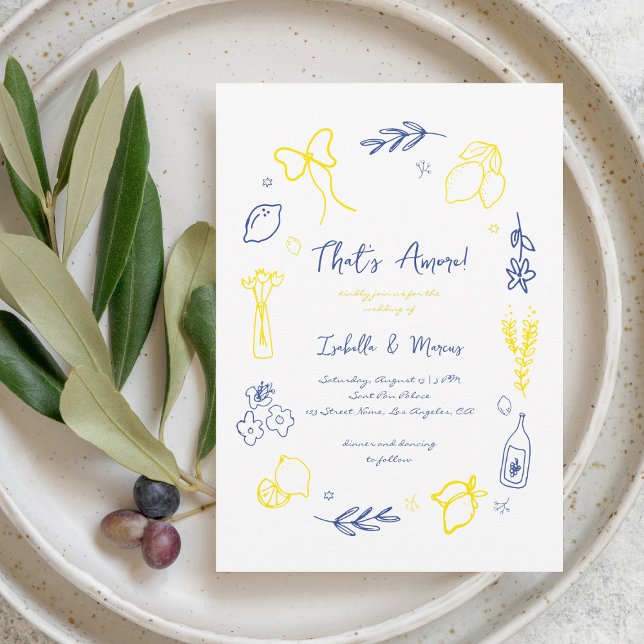 Thats Amore Hand Drawn Italienische Lemon Hochzeit Einladung (Von Creator hochgeladen)