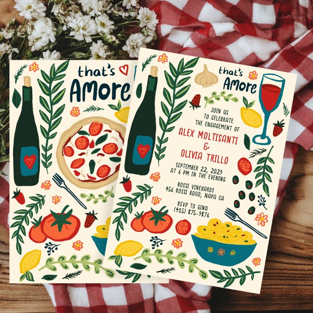 That's Amore Italian Food CUSTOM Engagement Party Einladung (That's Amore Italian Food CUSTOM Engagement Party Invitation
)