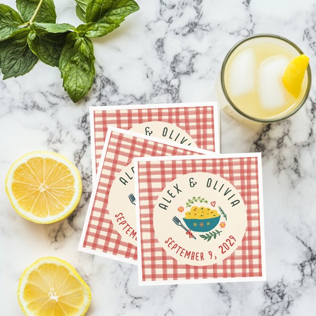 That's Amore Italian Food CUSTOM Plaid Wedding  Serviette (That's Amore Italian Food CUSTOM Plaid Wedding Napkins
)