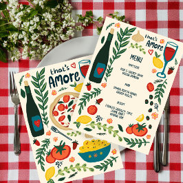 That's Amore Italian Food Love Whimsical CUSTOM Menükarte