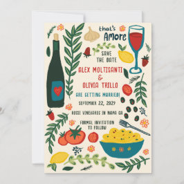 That's Amore Italian Food SAVE THE DATE Engagement Einladung