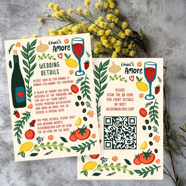 That's Amore Italian Food Wedding QR code Details Begleitkarte (That's Amore Italian Food Wedding QR code Details Enclosure Card
)