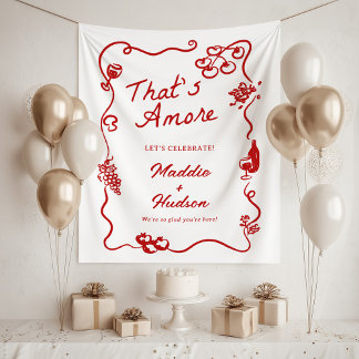That's Amore Italian Theme Rehearsal Dinner Sign Wandteppich