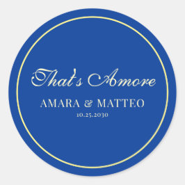 That's Amore Italian Vintage Script Blue Wedding Runder Aufkleber