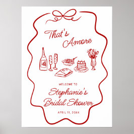 That's Amore Red Doodle Frame Welcome Poster