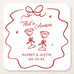 That's Amore, Red Doodle Personalisiert Rechteckiger Pappuntersetzer