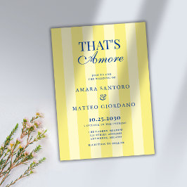 That's Amore Striped Blue & Yellow Wedding Einladung
