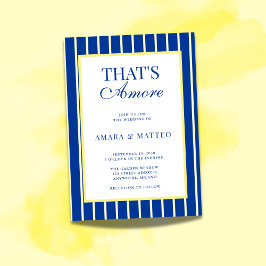 That's Amore Striped Blue & Yellow Wedding Einladung