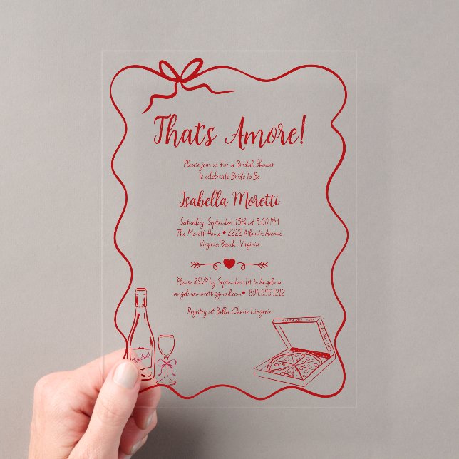 That's Amore Whimsical Hand Drawn Bridal Shower Acryleinladungen (Insitu (Handheld))