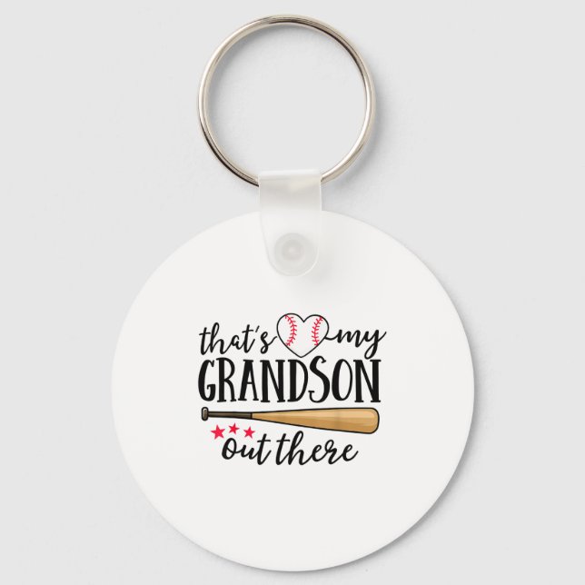 That's My Grandson Out There Baseball Grandma Squa Schlüsselanhänger (Vorderseite)