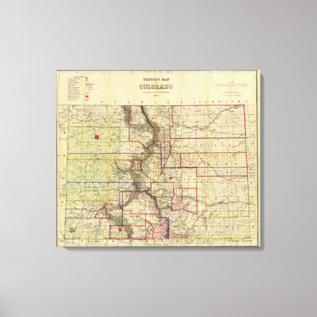 Thayers Karte von Colorado Leinwanddruck (Vorderseite)