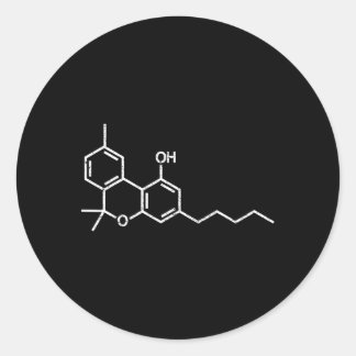 THC-Molecule Tetrahydro-Chemische Struktur Runder Aufkleber