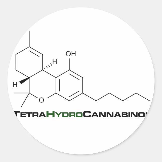 THC Weed Runder Aufkleber (Vorderseite)