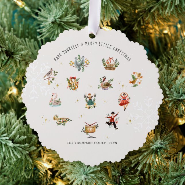 The 12 Days of Christmas | Holiday Photo Ornament Karte (Insitu (Baum))