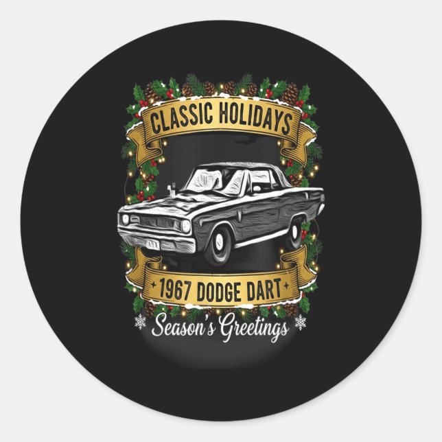 The 1967 Dodge Dart Clic Holiday Cheer Apparel  Runder Aufkleber (Vorderseite)