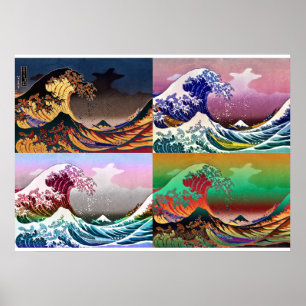 The 4 great waves of Kanagawa Poster