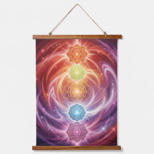 The 7 Chakras´10 Wandteppich Mit Holzrahmen