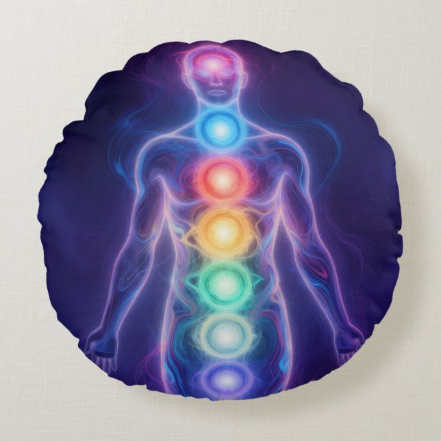  The 7 Chakras Rundes Kissen (Vorderseite)
