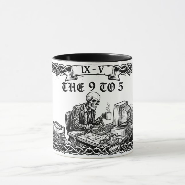 The 9 to 5 Tarot Card | Funny Corporate Skeleton  Tasse (Zentrum)