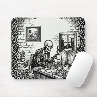 The 9 to 5 Tarot Card | Funny Skeleton Corporate  Mousepad