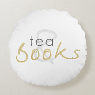 Thé à deux tons et livres Coussin rond