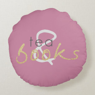 Thé à deux tons et livres Coussin rond