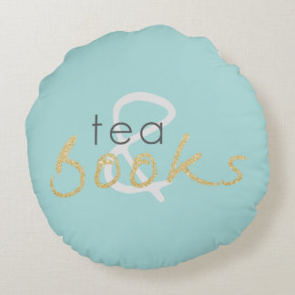 Thé à deux tons et livres Coussin rond