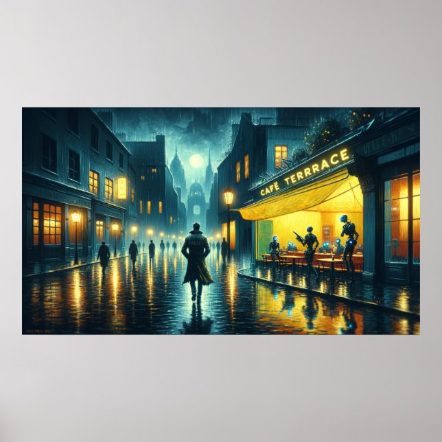 'The A.I. Art Runner' Cyberpunk Poster (Vorne)